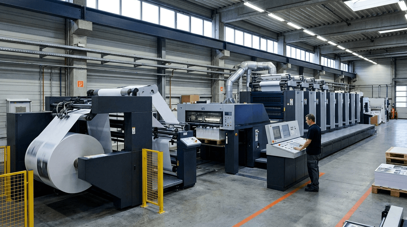 Industrial factory floor used for printing machinery relocation